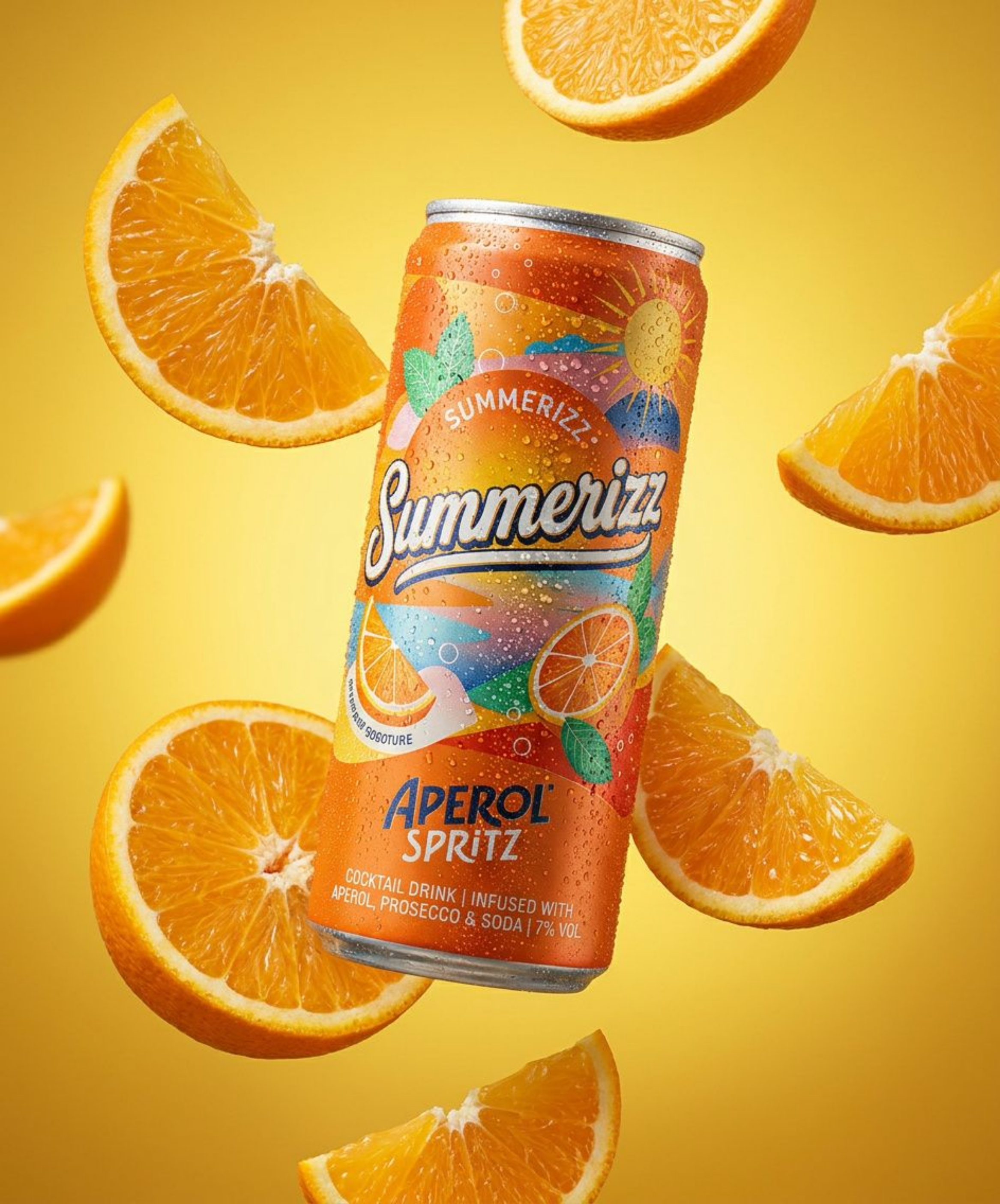 Lata Summerizz Aperol Spritz, producto editorial Coralia